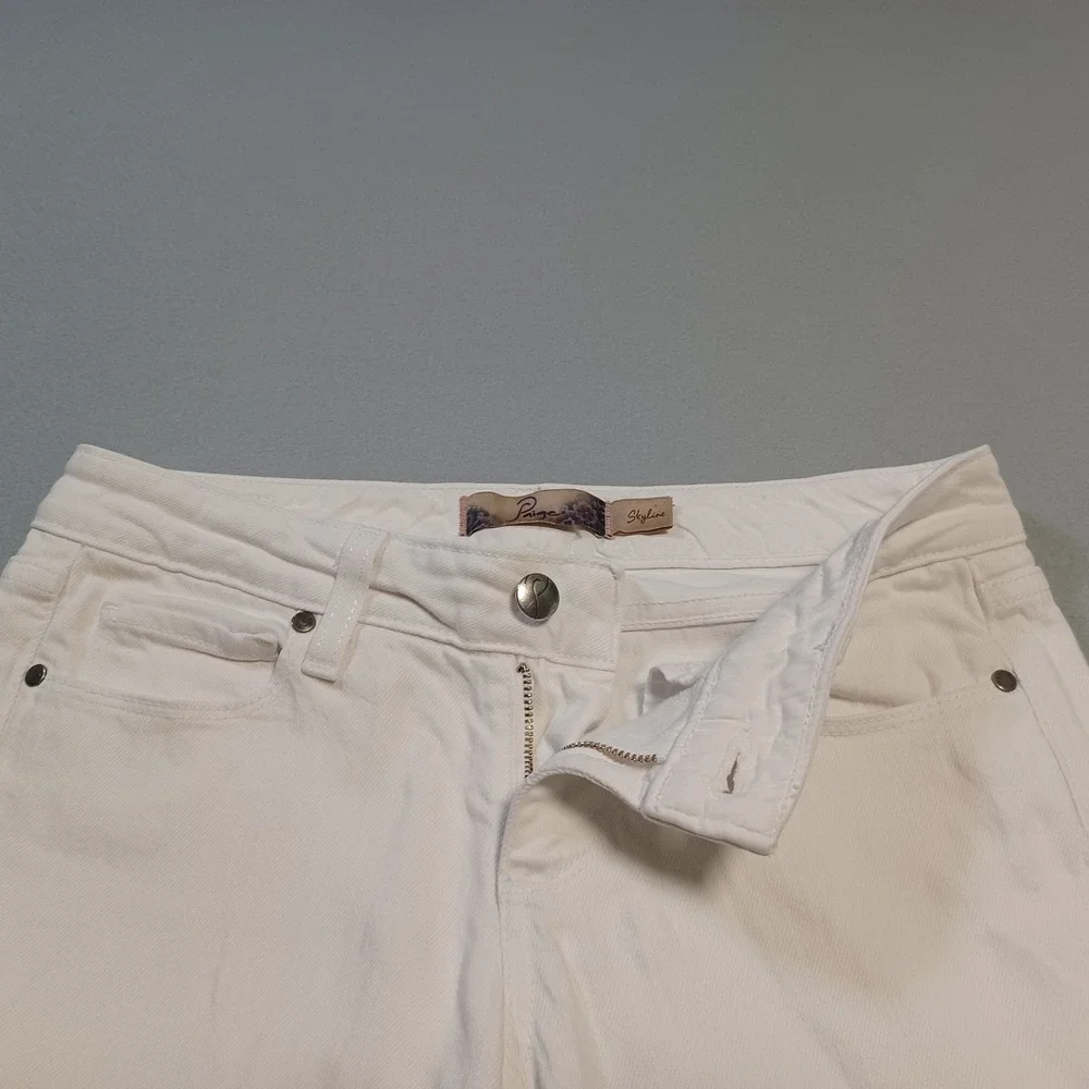 Paige Skyline Skinny Jeans White Denim Size 25 Made in USA‎ Womens